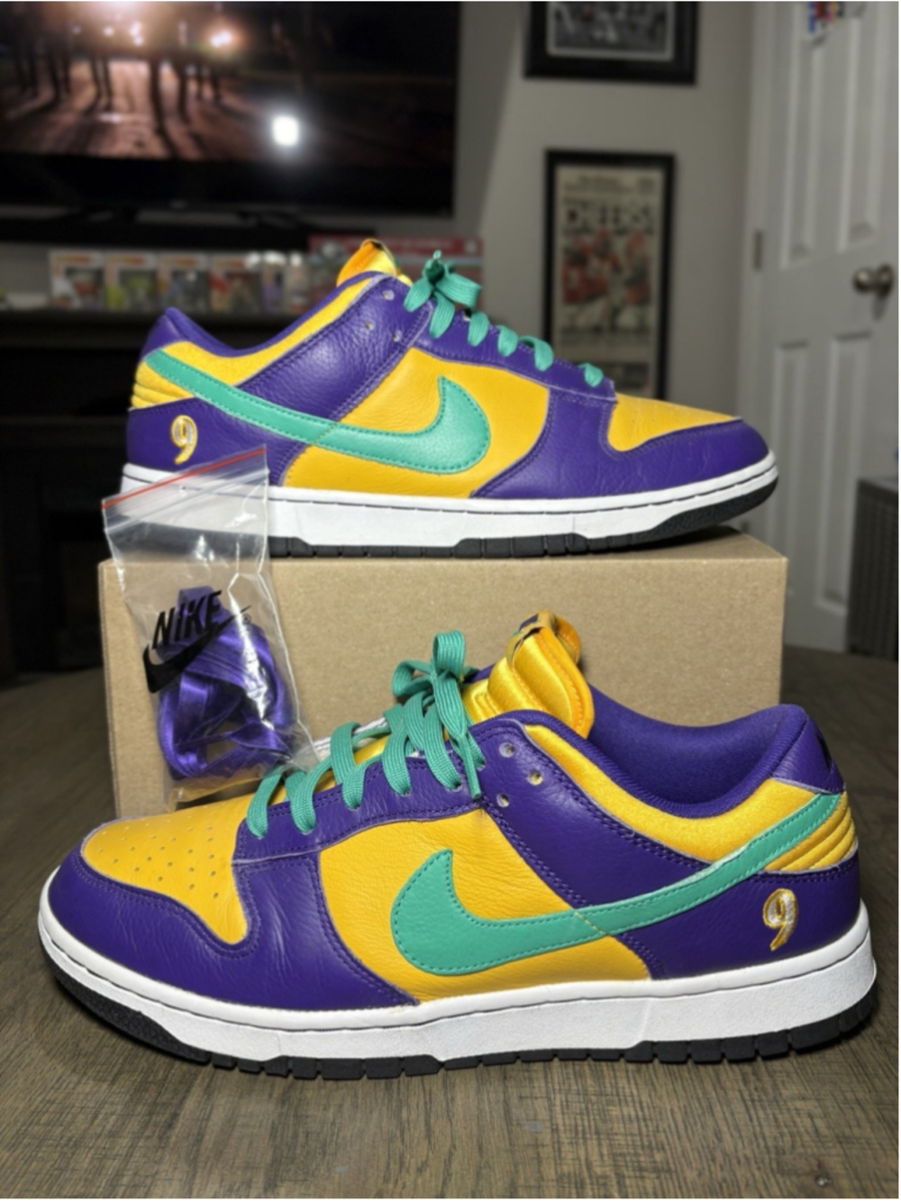 Nike Dunk Low x Lisa Leslie LX Purple Yellow Women Size 12 / Men 10.5 DO9581-500